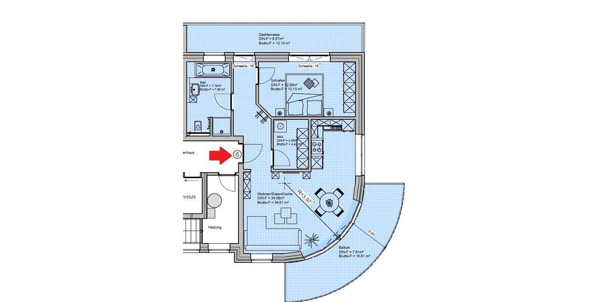 Etagenwohnung Oldenburg Eversten - 2 Zimmer, 72 m&sup2;, 880&euro; | Angebot:26798586