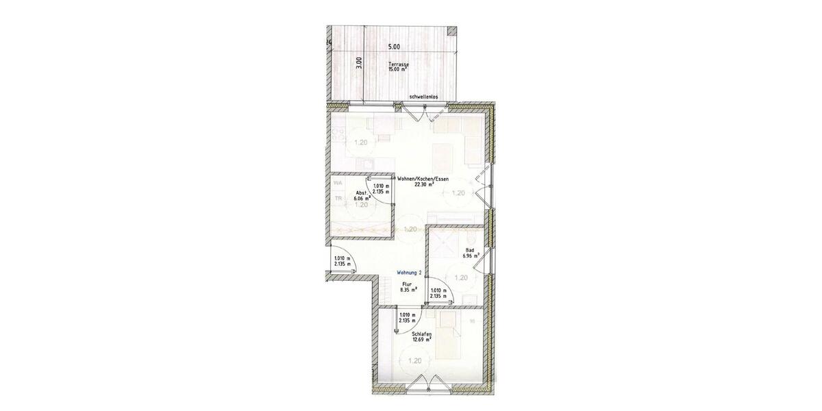Erdgeschoßwohnung Oldenburg Alexandersfeld - 2 Zimmer, 61 m&sup2;, 882&euro; | Angebot:26335719
