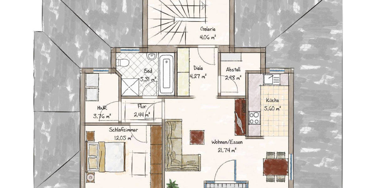 Etagenwohnung Hude (Oldenburg) Hude - 2 Zimmer, 75 m&sup2;, 210.000&euro; | Angebot:25689731