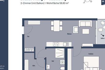 Wohnung Jade - 2 Zimmer, 60 m&sup2;, 435&euro; | Angebot:25565756