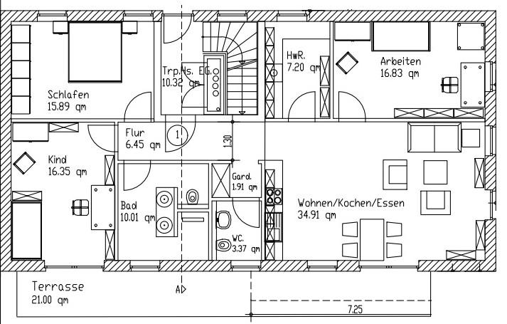 Erdgeschoßwohnung Oldenburg Kreyenbrück - 4 Zimmer, 123 m&sup2;, 1.400&euro; | Angebot:26662376