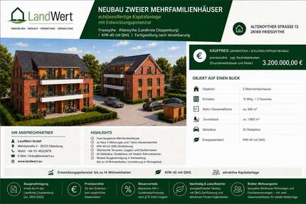Haus Friesoythe - 26 Zimmer, 840 m&sup2;, 3.200.000&euro; | Angebot:26960355