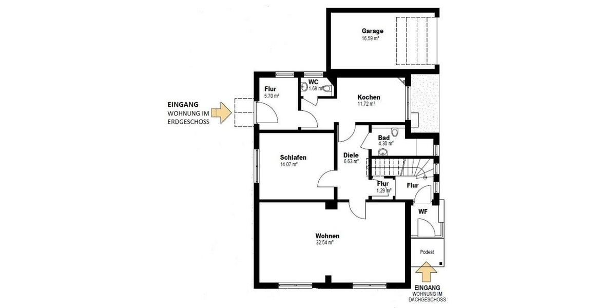 Erdgeschoßwohnung Rastede - 2 Zimmer, 85 m&sup2;, 895&euro; | Angebot:24421171