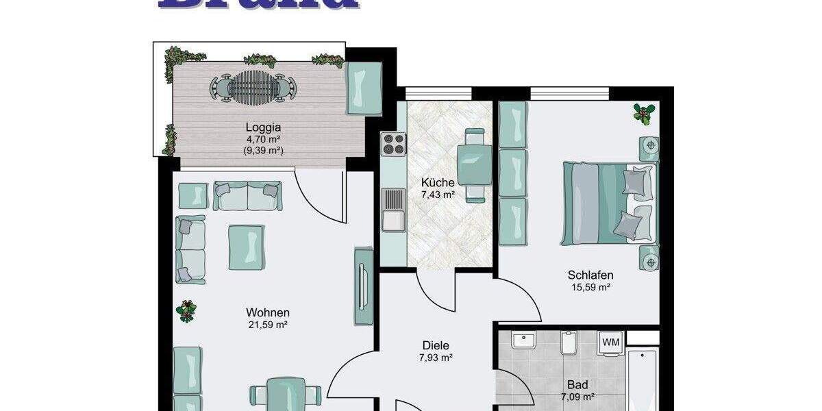Etagenwohnung Wardenburg Hundsmühlen II - 2 Zimmer, 62 m&sup2;, 199.000&euro; | Angebot:25683228