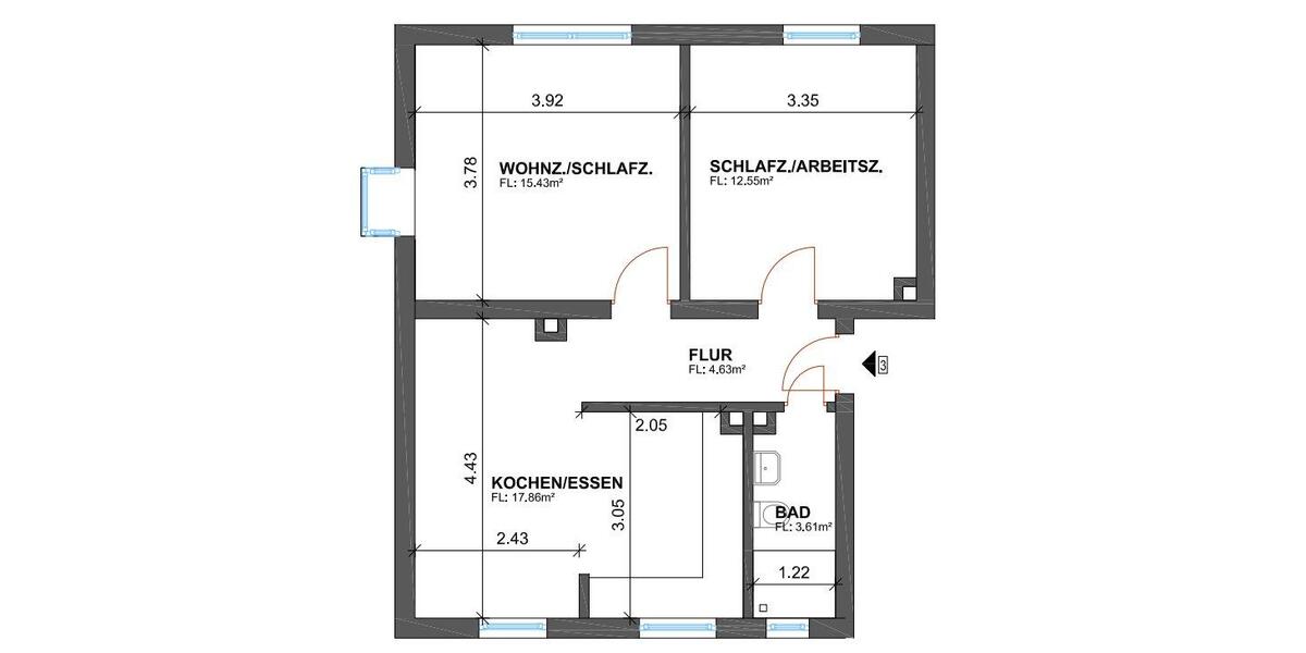 Etagenwohnung Wardenburg - 2 Zimmer, 55 m&sup2;, 720&euro; | Angebot:26255724