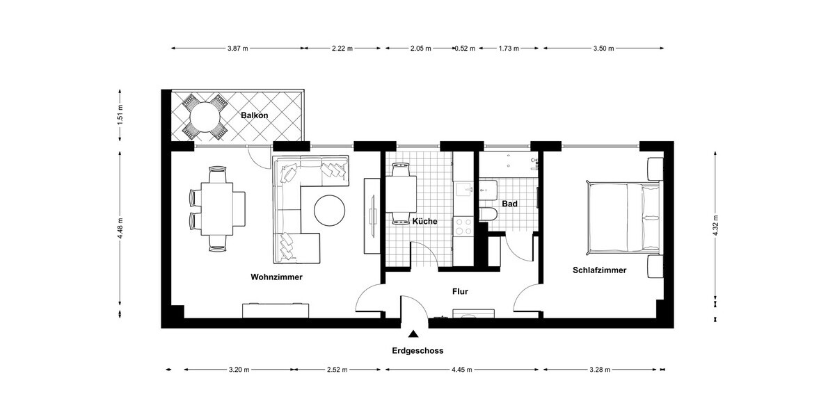 Delmenhorst-Mitte Vermietete 2 Zi.-Hochparterrewohnung mit Balkon - Erdgeschoßwohnung Delmenhorst Deichhorst | Angebot:26182531