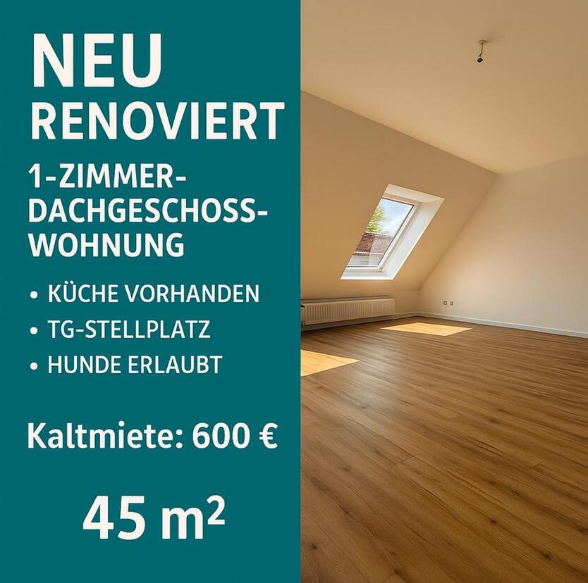Renovierte 1 Zimmer Wohnung in Bad Zwischenahn Zentrum| EBK, TG