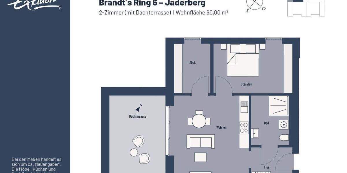 Etagenwohnung Jade Jaderberg - 2 Zimmer, 60 m&sup2;, 438&euro; | Angebot:25567657