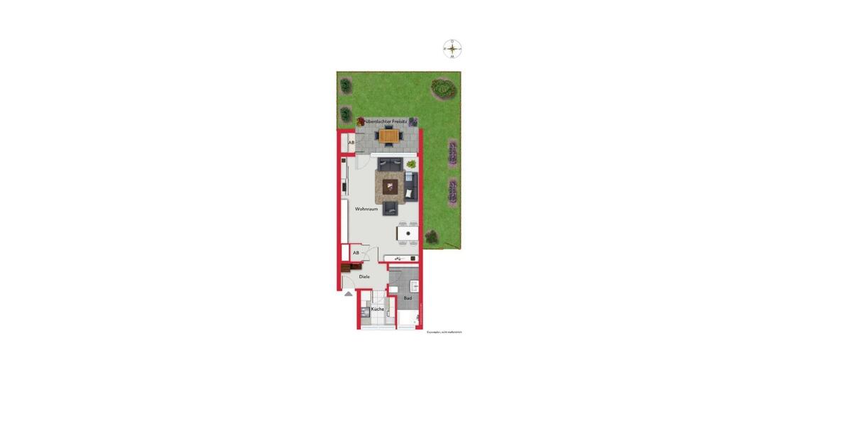 Terrassenwohnung Oldenburg Ziegelhof - 1 Zimmer, 43 m&sup2;, 849&euro; | Angebot:25131492