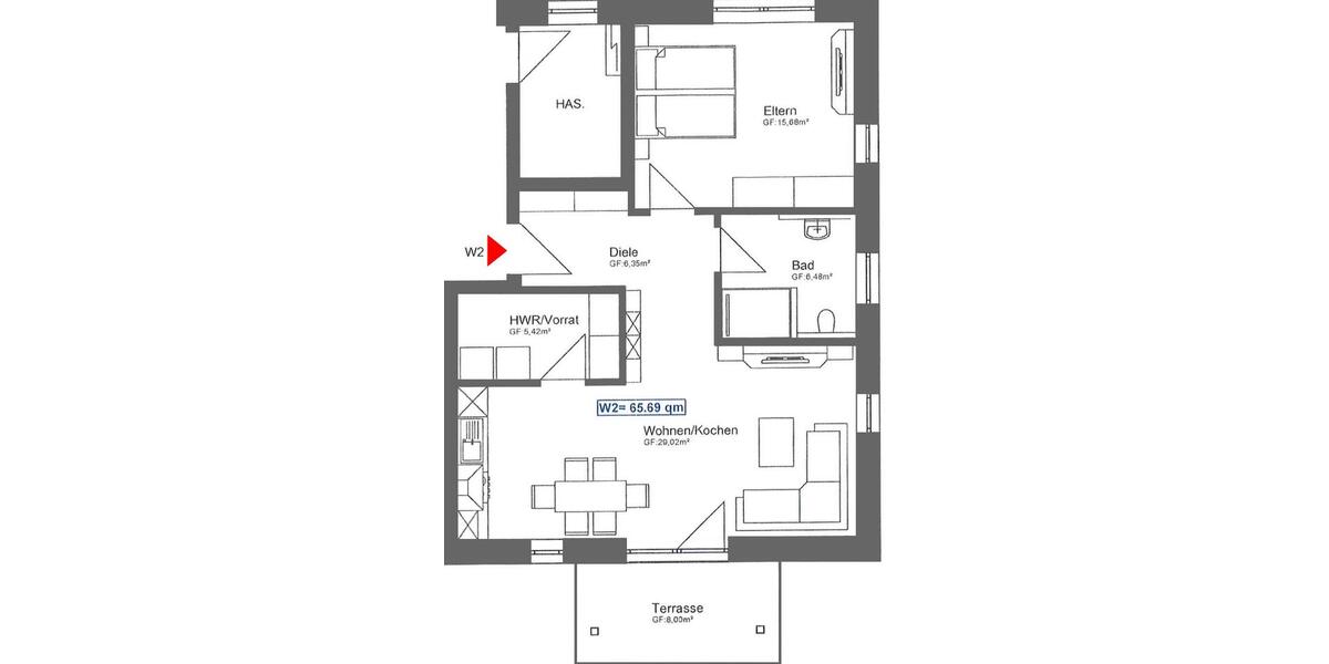 Erdgeschoßwohnung Apen - 2 Zimmer, 66 m&sup2;, 800&euro; | Angebot:25710641