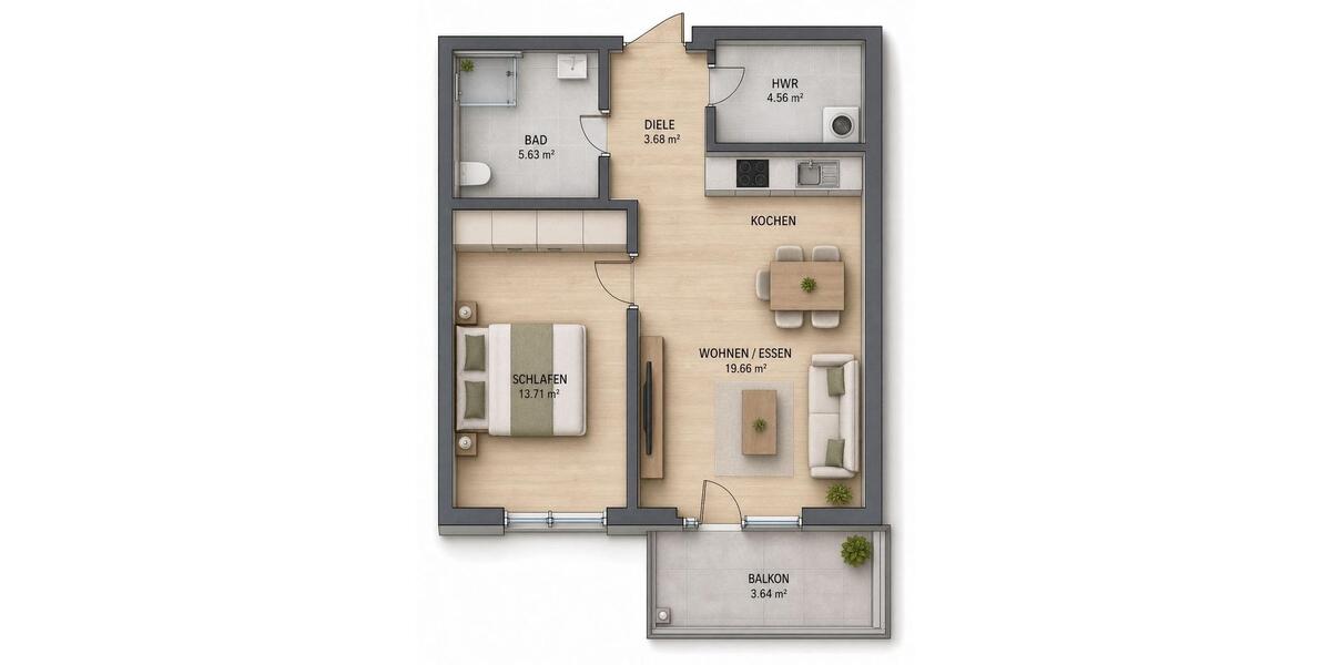 Etagenwohnung Oldenburg Bloherfelde - 2 Zimmer, 50 m&sup2;, 780&euro; | Angebot:26430081