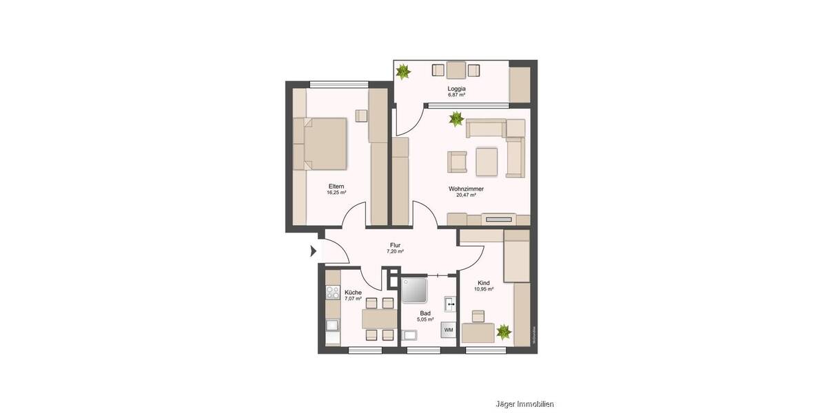 Etagenwohnung Oldenburg Kreyenbrück - 3 Zimmer, 65 m&sup2;, 715&euro; | Angebot:26805034