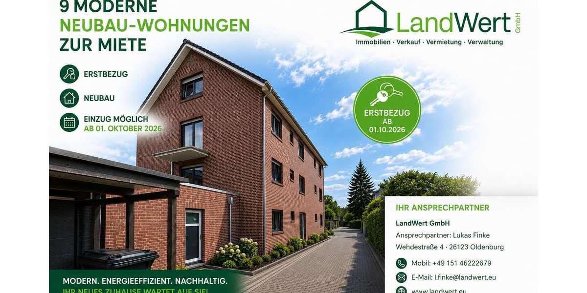 Etagenwohnung Oldenburg Kreyenbrück - 2 Zimmer, 47 m&sup2;, 760&euro; | Angebot:27128626