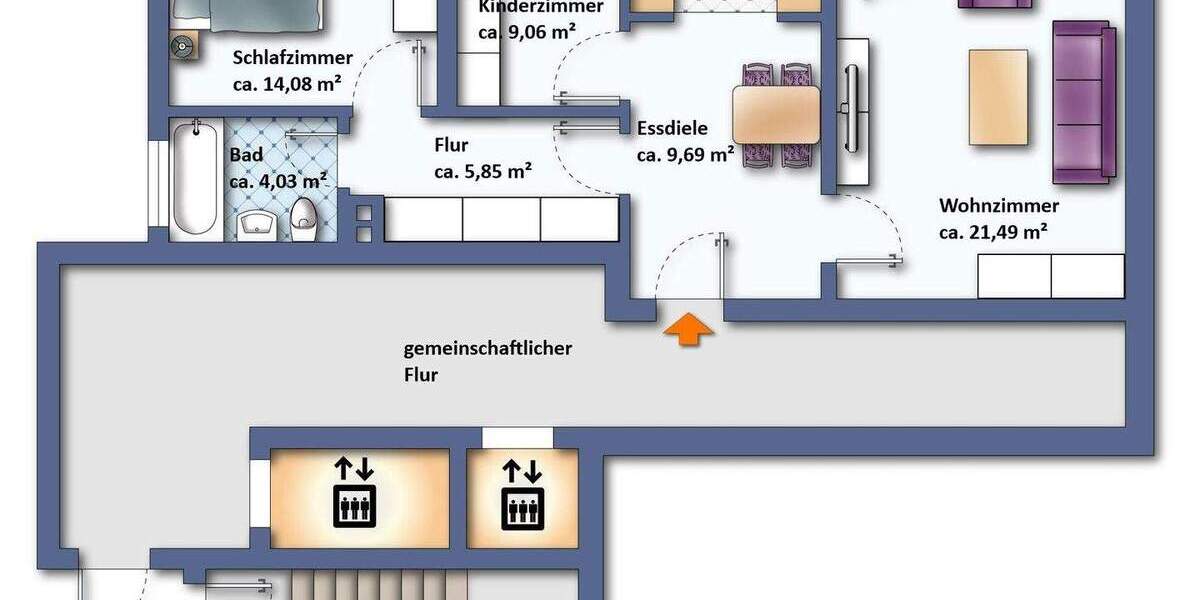 Etagenwohnung Delmenhorst Deichhorst - 3 Zimmer, 71 m&sup2;, 125.000&euro; | Angebot:25228111