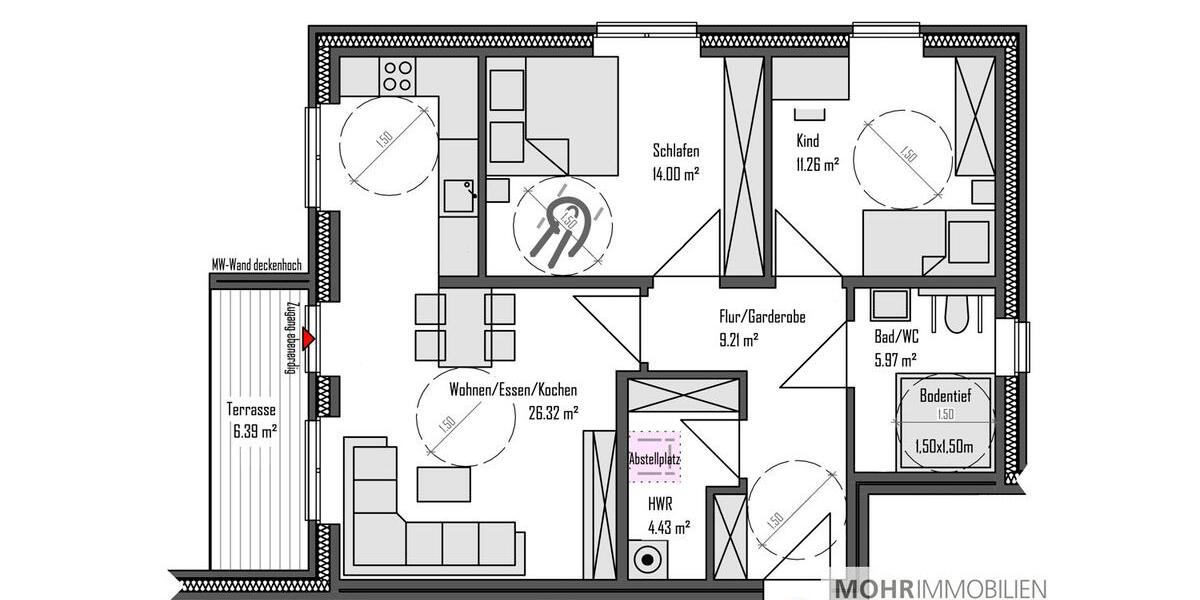 Erdgeschoßwohnung Westerstede - 3 Zimmer, 79 m&sup2;, 820&euro; | Angebot:26634837