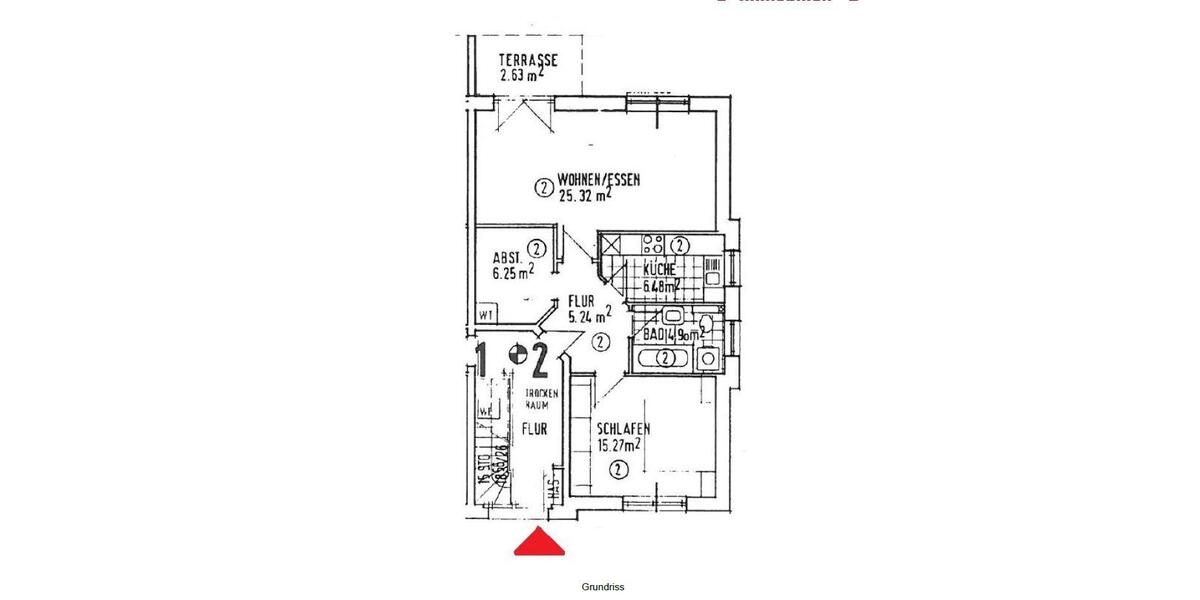 Erdgeschoßwohnung Oldenburg Kreyenbrück - 2 Zimmer, 63 m&sup2;, 165.000&euro; | Angebot:26463308