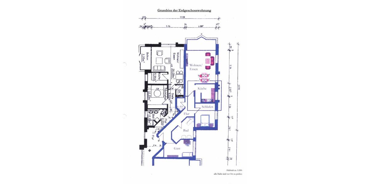 Erdgeschoßwohnung Bad Zwischenahn - 3 Zimmer, 93 m&sup2;, 1.335&euro; | Angebot:26299497