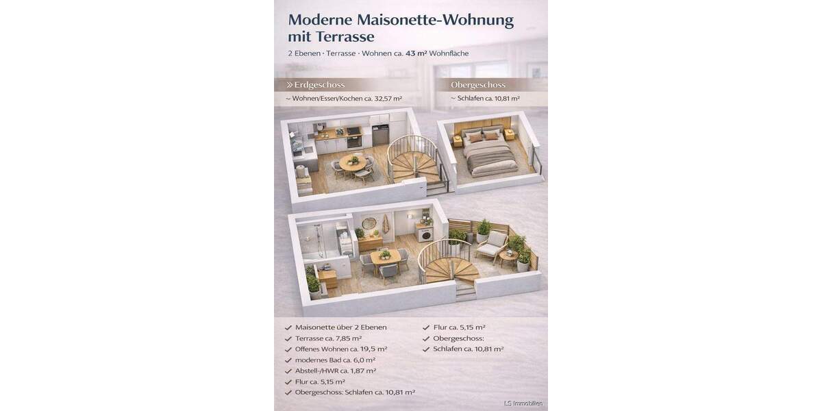 Etagenwohnung Bad Zwischenahn / Dreibergen Elmendorf - 2 Zimmer, 50 m&sup2;, 249.000&euro; | Angebot:25768851