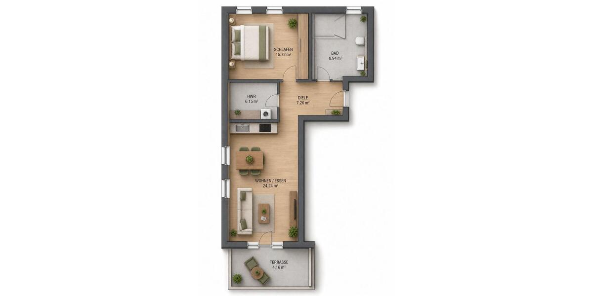 Erdgeschoßwohnung Oldenburg Bloherfelde - 2 Zimmer, 65 m&sup2;, 990&euro; | Angebot:26430077