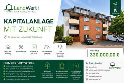 Wohnung Oldenburg Bloherfelde - 3 Zimmer, 74 m&sup2;, 330.000&euro; | Angebot:26834329