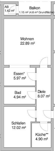 Etagenwohnung Oldenburg Dobbenviertel - 2 Zimmer, 62 m&sup2;, 950&euro; | Angebot:25409435