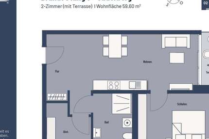 Wohnung Jade - 2 Zimmer, 60 m&sup2;, 435&euro; | Angebot:25458329