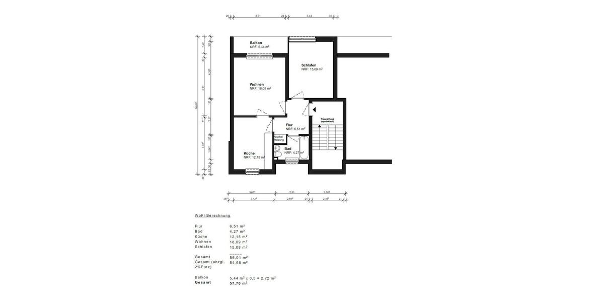 Dachgeschoßwohnung Oldenburg Eversten - 2 Zimmer, 58 m&sup2;, 139.000&euro; | Angebot:26941783