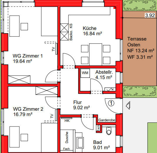 Etagenwohnung Oldenburg Bürgerfelde - 2 Zimmer, 78 m&sup2;, 1.060&euro; | Angebot:26824852