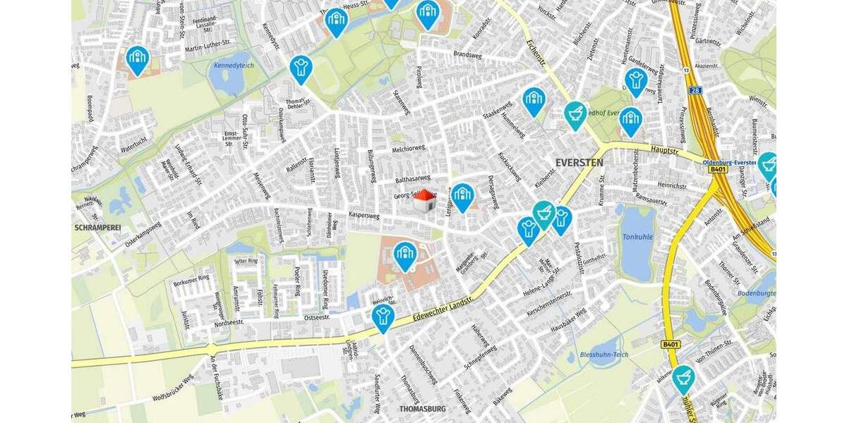 Etagenwohnung Oldenburg Eversten - 2 Zimmer, 51 m&sup2;, 149.000&euro; | Angebot:25387394