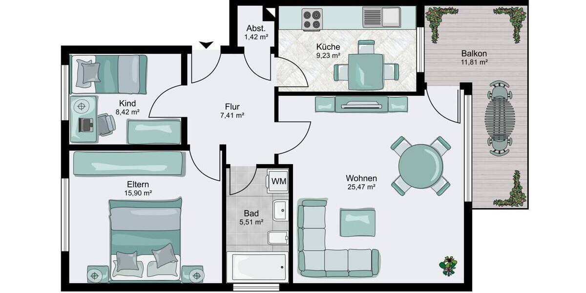 Etagenwohnung Oldenburg Eversten - 3 Zimmer, 77 m&sup2;, 670&euro; | Angebot:26065325