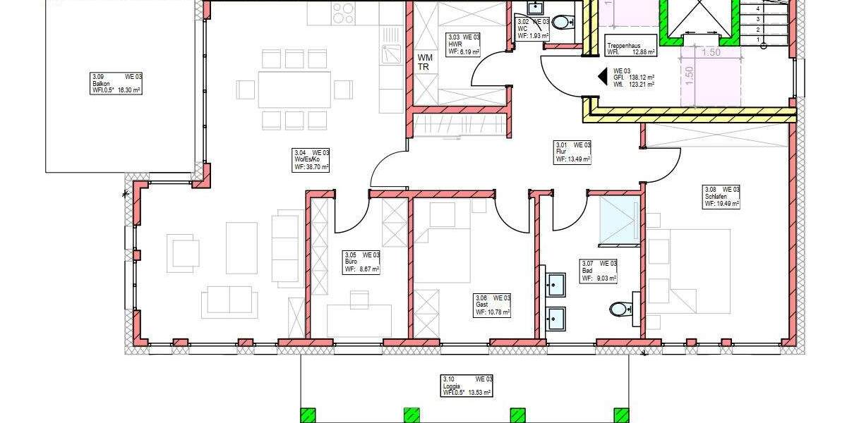 Etagenwohnung Oldenburg Innenstadt - 3 Zimmer, 123 m&sup2;, 766.450&euro; | Angebot:25726122