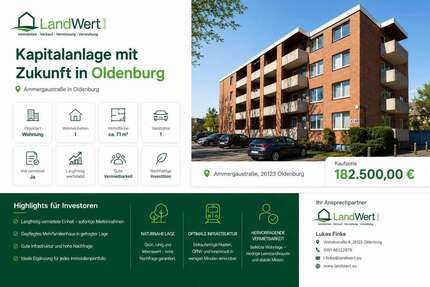 Wohnung Oldenburg Bürgeresch - 3 Zimmer, 71 m&sup2;, 182.500&euro; | Angebot:26341538