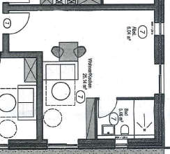 Etagenwohnung Oldenburg Eversten - 1 Zimmer, 33 m&sup2;, 576&euro; | Angebot:26059920