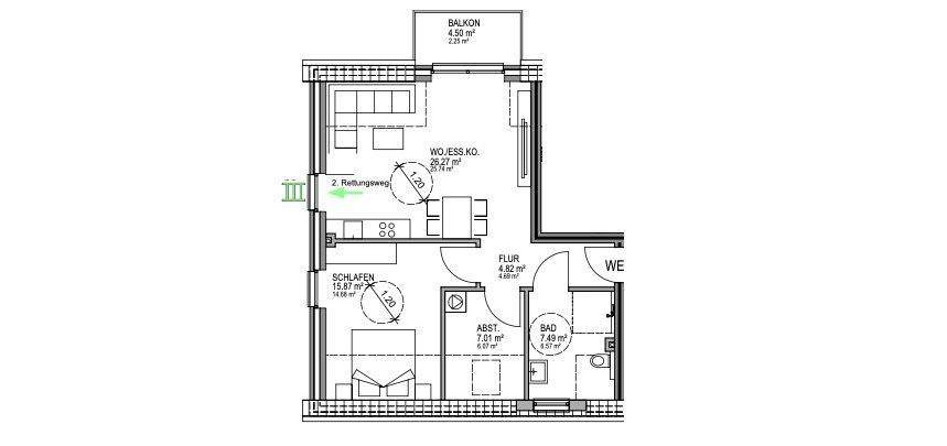 Etagenwohnung Oldenburg Alexandersfeld - 2 Zimmer, 60 m&sup2;, 342.000&euro; | Angebot:26722985