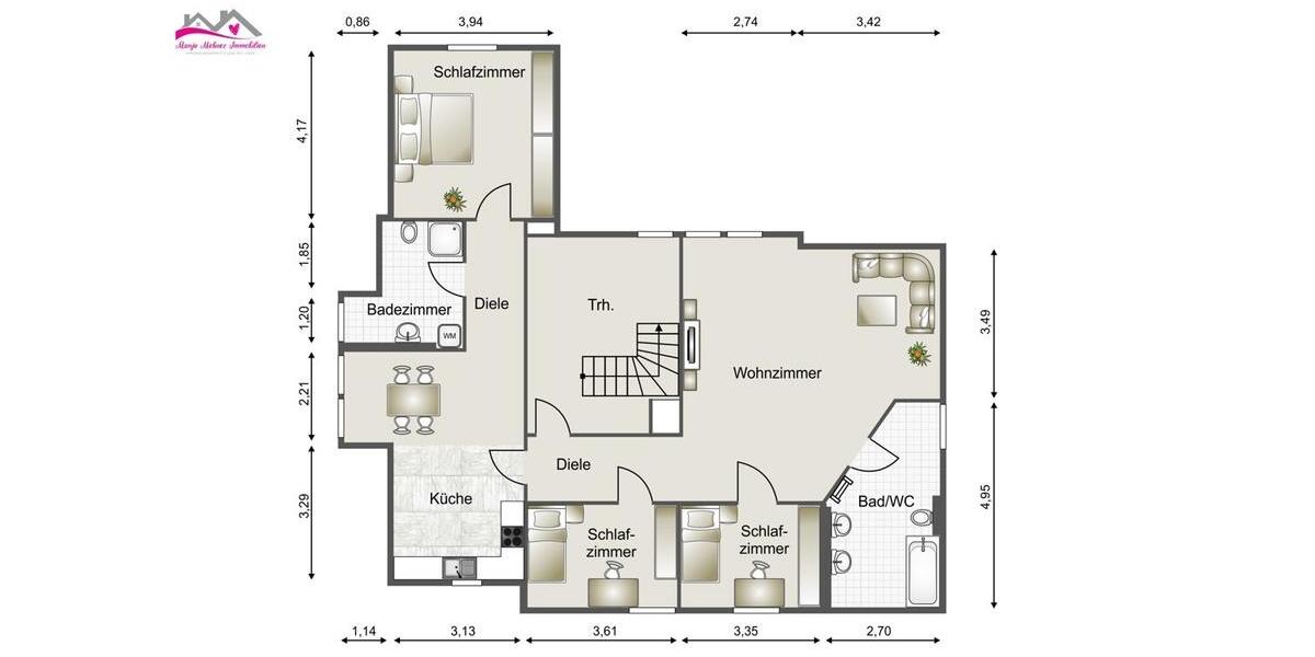 Dachgeschoßwohnung Varel - 4 Zimmer, 111 m&sup2;, 950&euro; | Angebot:25309204