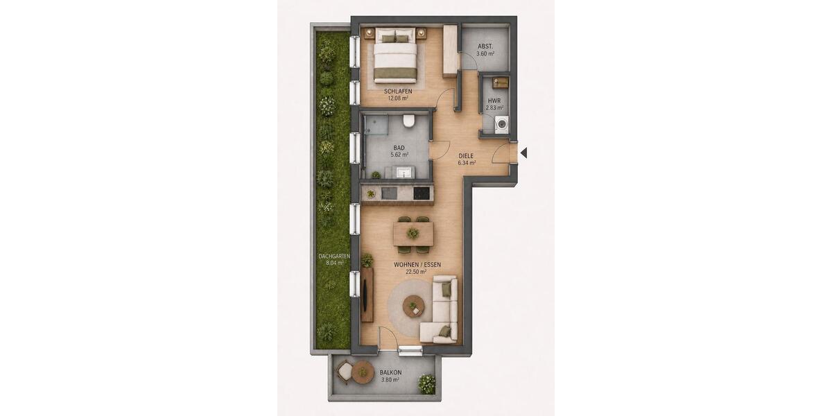 Etagenwohnung Oldenburg Bloherfelde - 2 Zimmer, 57 m&sup2;, 860&euro; | Angebot:26430082