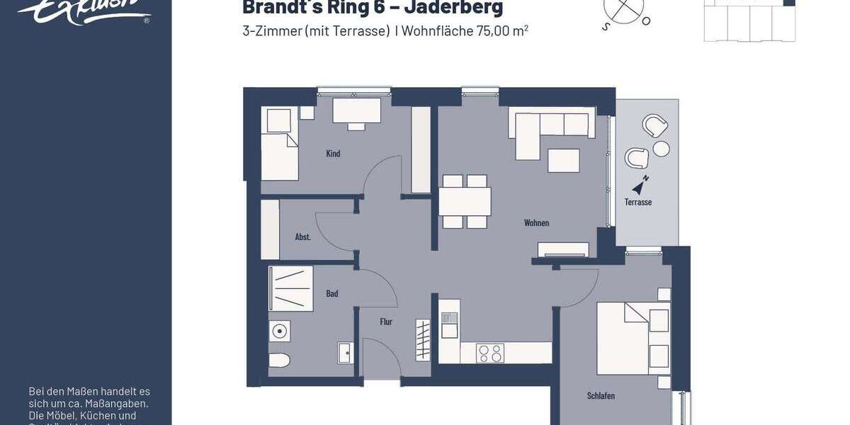 Etagenwohnung Jade - 3 Zimmer, 75 m&sup2;, 548&euro; | Angebot:25565752