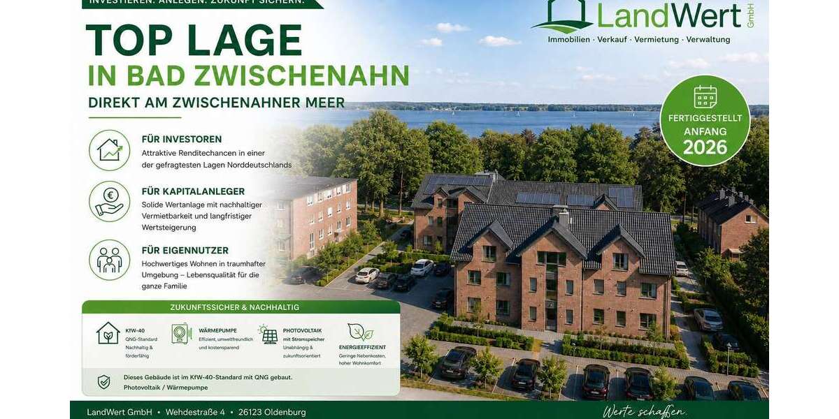Etagenwohnung Bad Zwischenahn / Rostrup Rostrup - 2 Zimmer, 70 m&sup2;, 349.000&euro; | Angebot:26341542