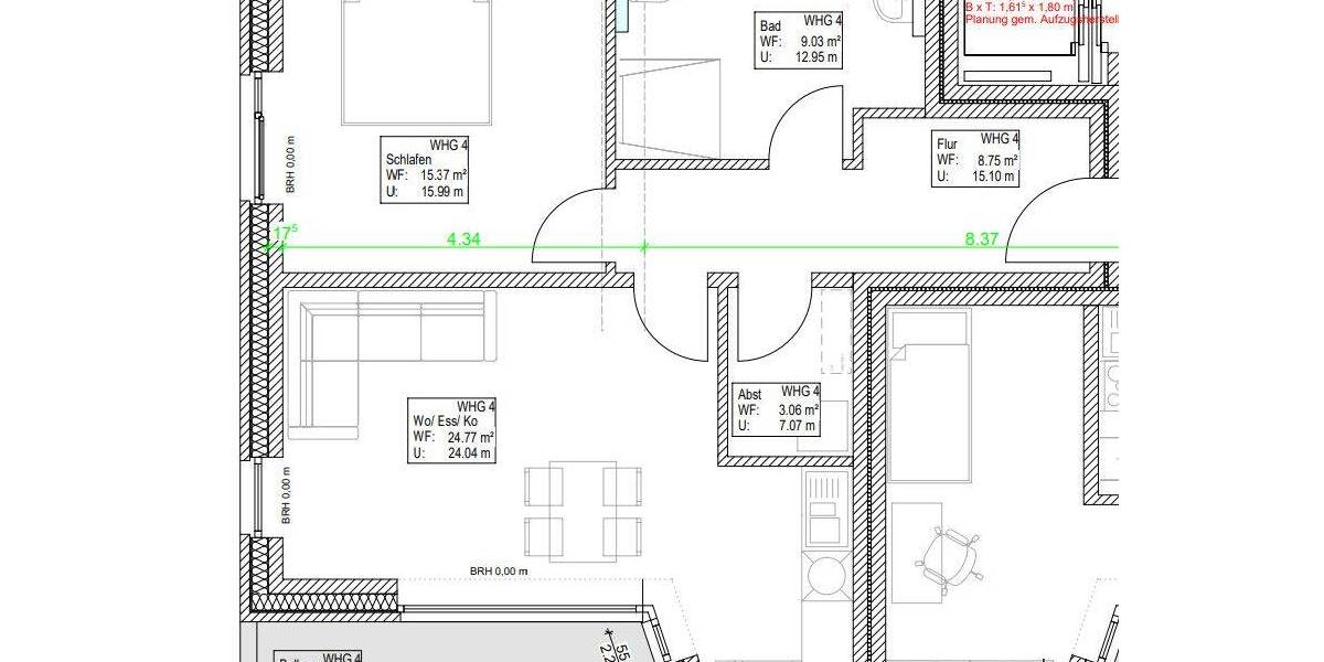 Etagenwohnung Oldenburg Donnerschwee - 2 Zimmer, 63 m&sup2;, 995&euro; | Angebot:26824853