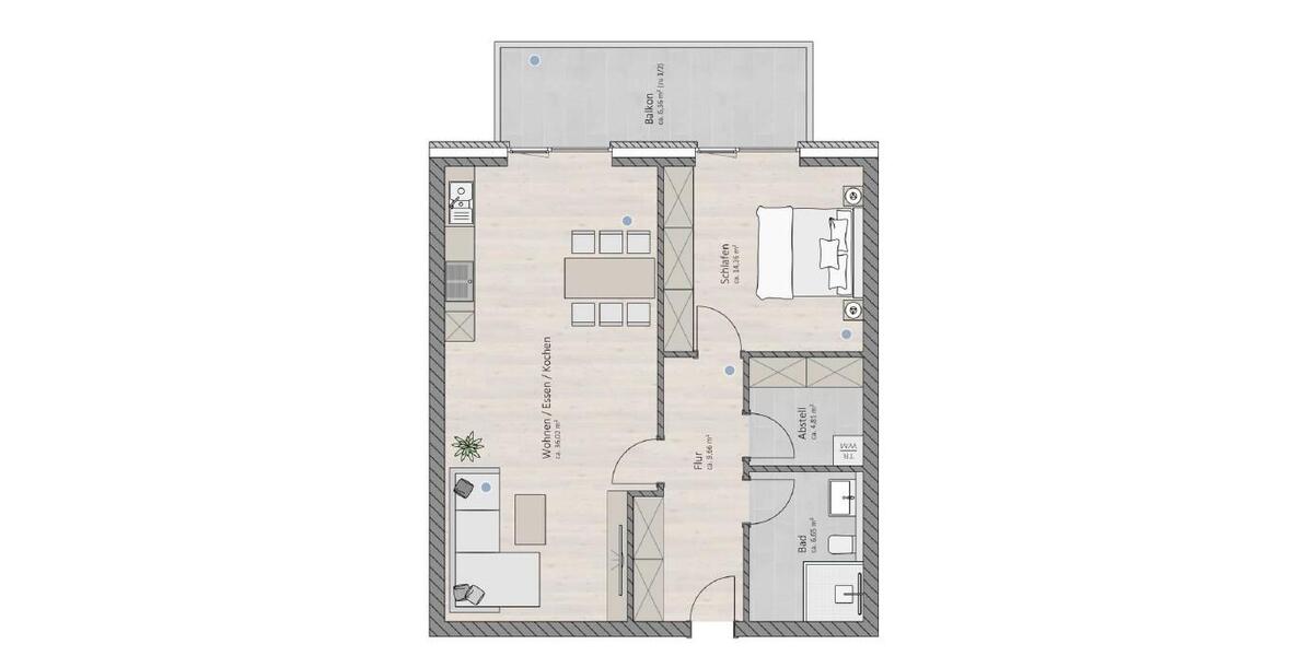 Etagenwohnung Wiefelstede - 2 Zimmer, 77 m&sup2;, 1.282&euro; | Angebot:25100638